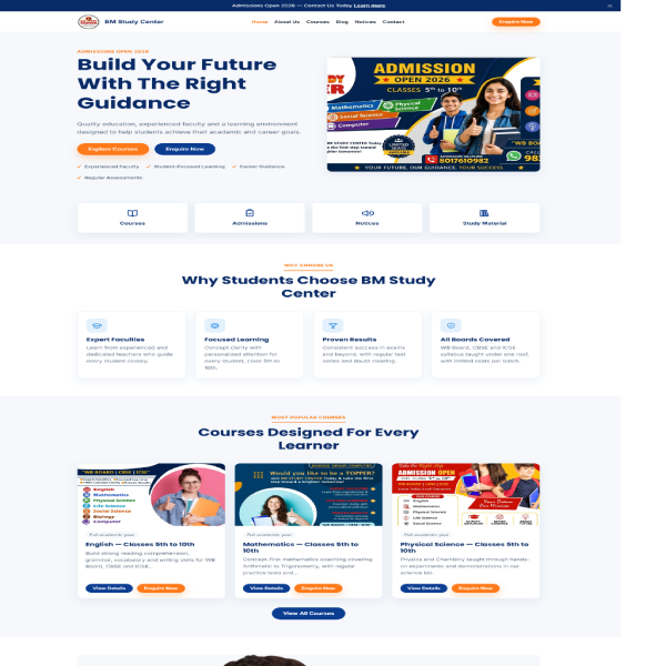 BM Study Center website design by K9 Advertisement
