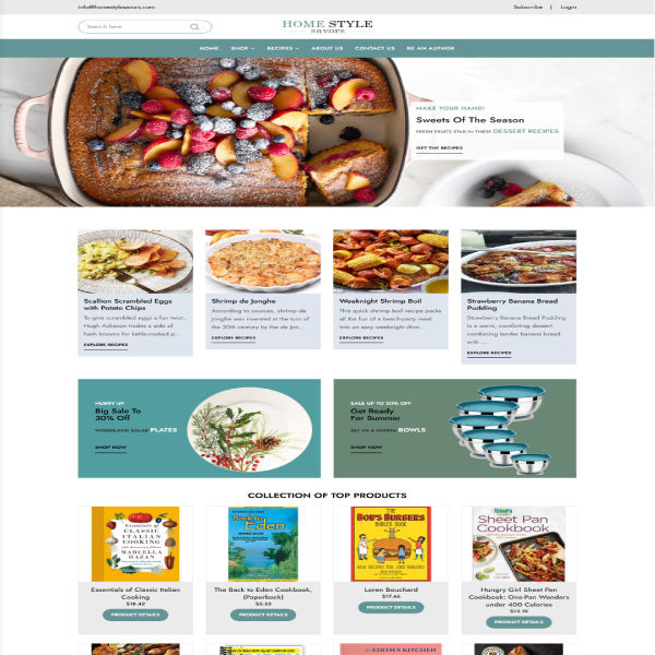 Home Style Savors website design by K9 Advertisement