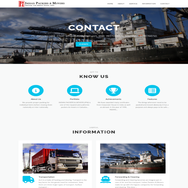 Indian Packers and Movers website design by K9 Advertisement