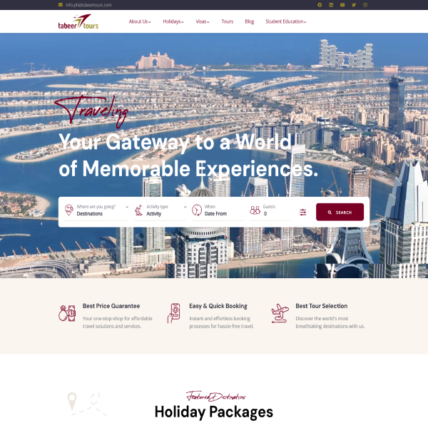 Tabeer Tours website design by K9 Advertisement